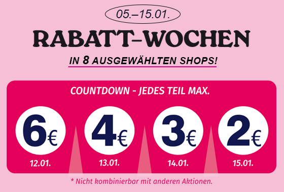 Rabatt Wochen in 8 Shops