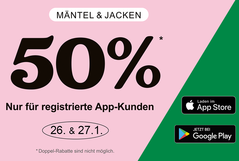 50% auf Mäntel & Jacken